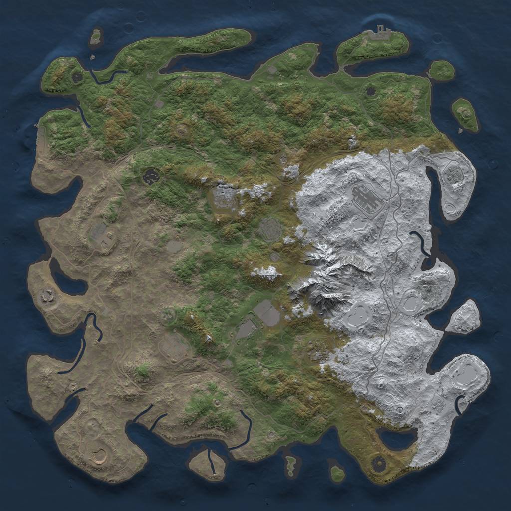 Rust Map: Procedural Map, Size: 5000, Seed: 1100025, 20 Monuments