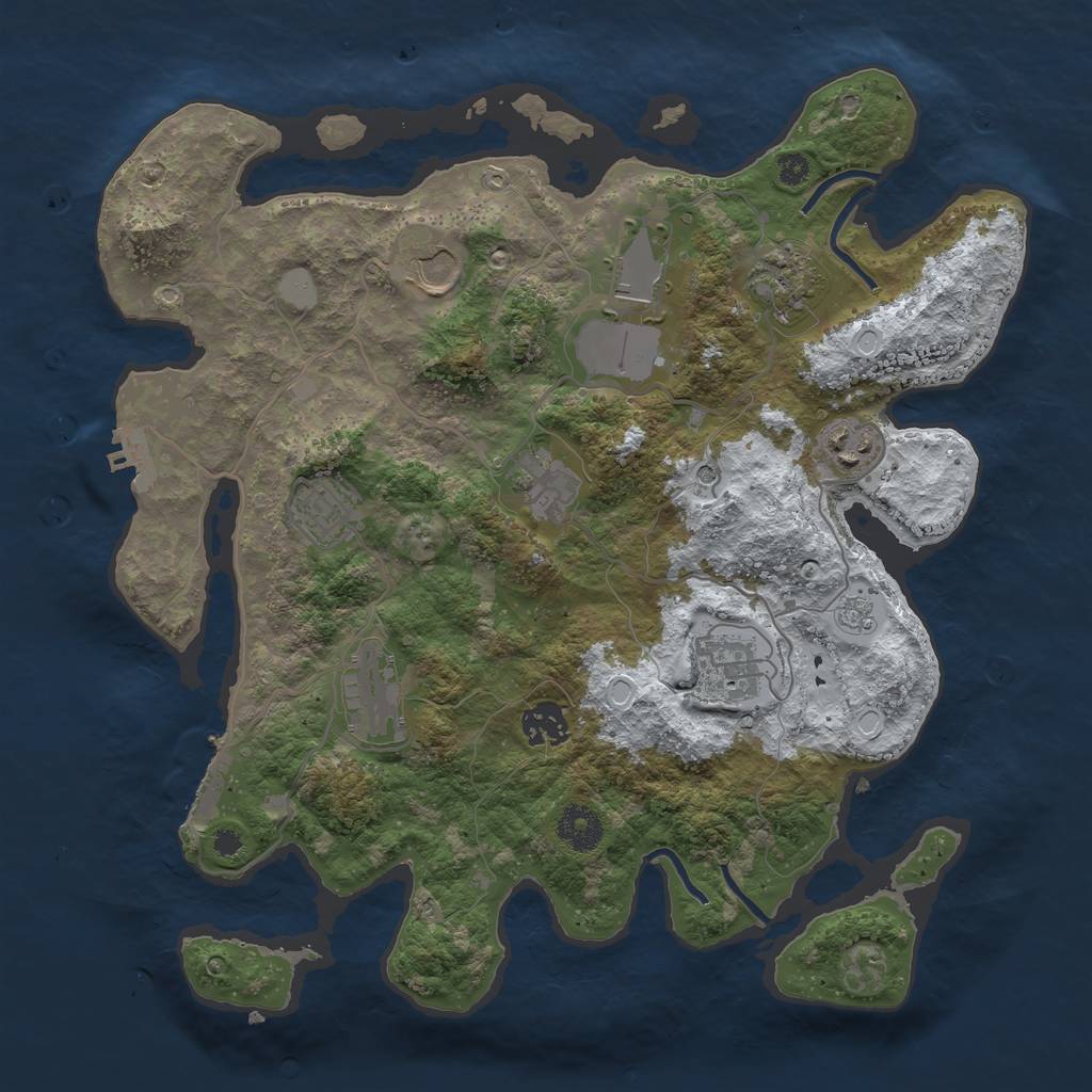 Rust Map: Procedural Map, Size: 3550, Seed: 222672, 18 Monuments