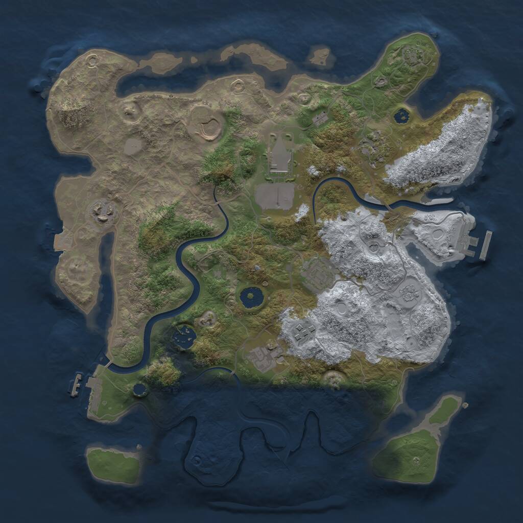 Rust Map: Procedural Map, Size: 3550, Seed: 222672, 14 Monuments