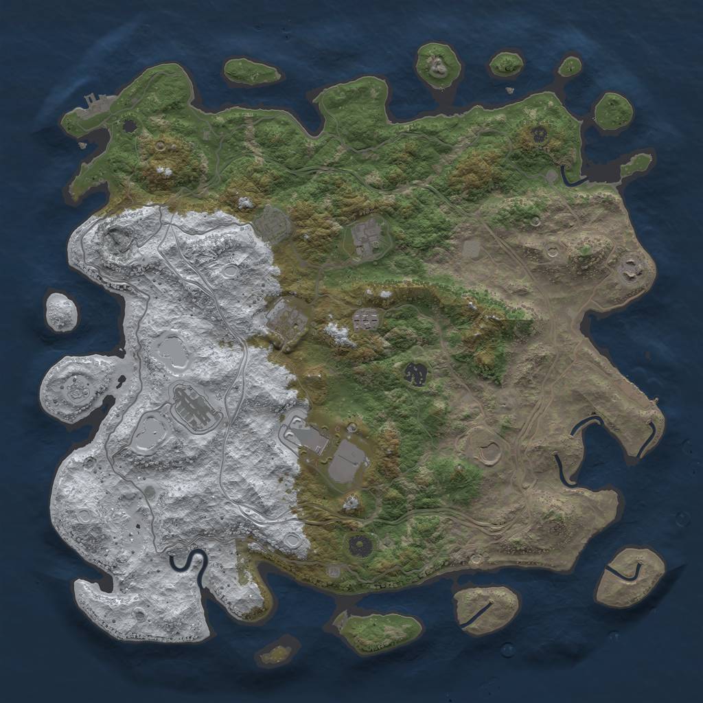 Rust Map: Procedural Map, Size: 4500, Seed: 6734, 18 Monuments