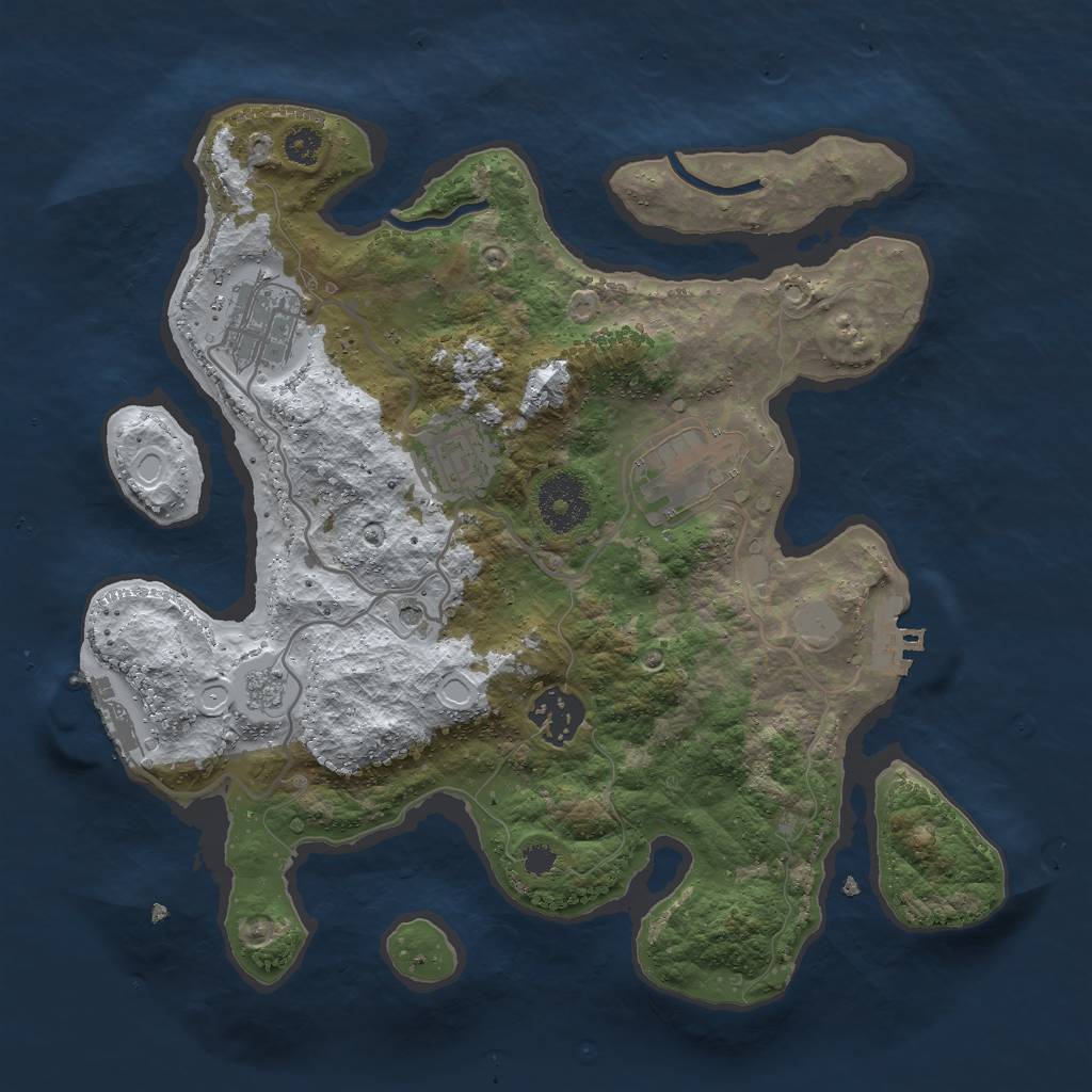 Rust Map: Procedural Map, Size: 3000, Seed: 871121640, 13 Monuments