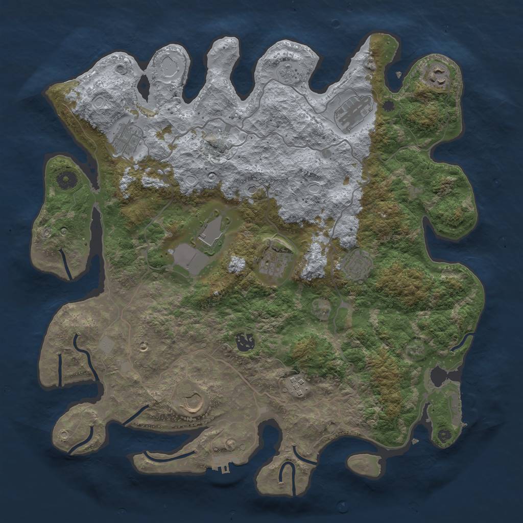 Rust Map: Procedural Map, Size: 4000, Seed: 291212887, 18 Monuments