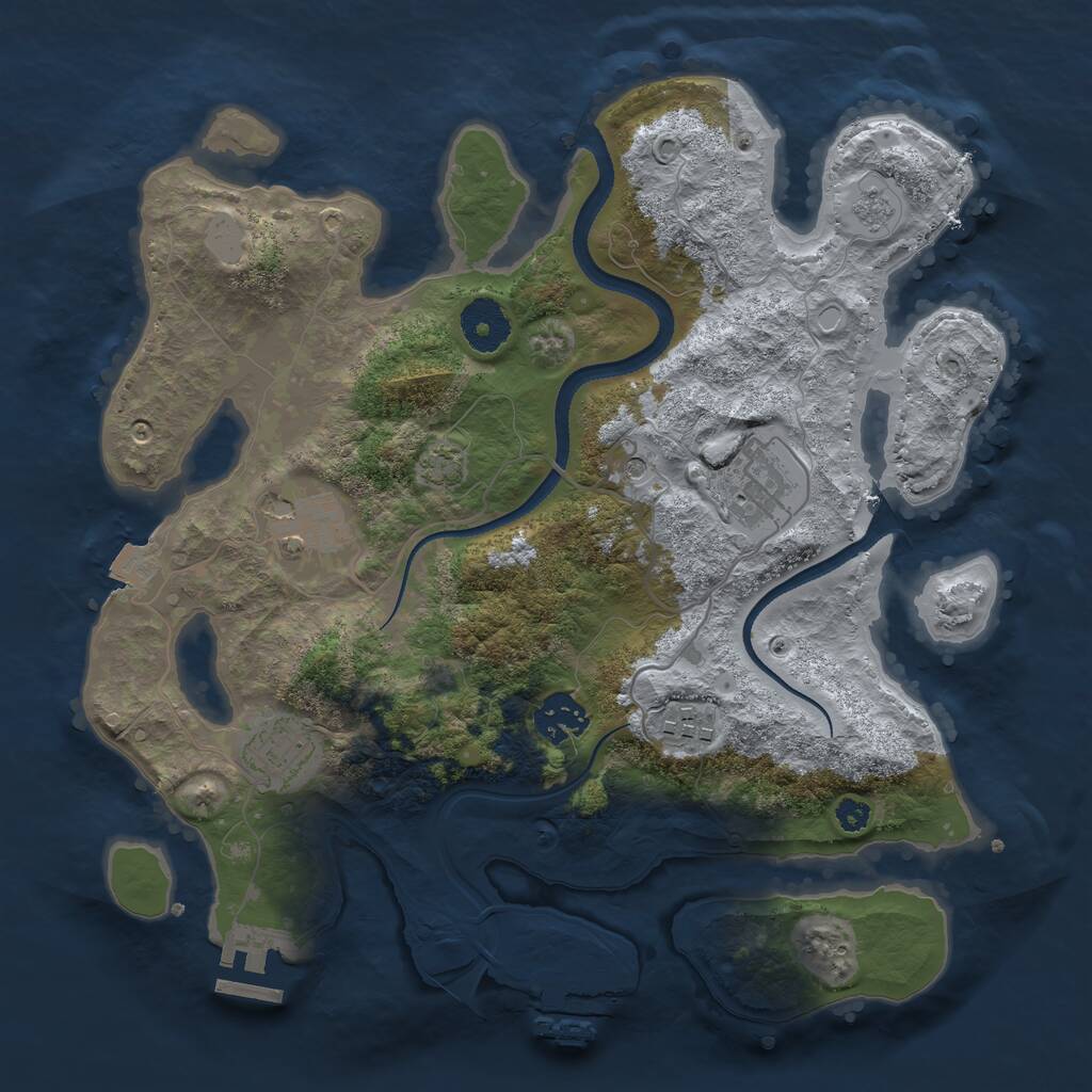 Rust Map: Procedural Map, Size: 3250, Seed: 758594812, 11 Monuments