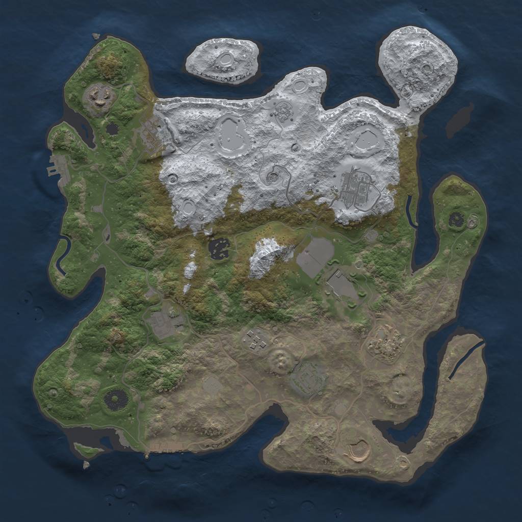 Rust Map: Procedural Map, Size: 3500, Seed: 254784, 19 Monuments