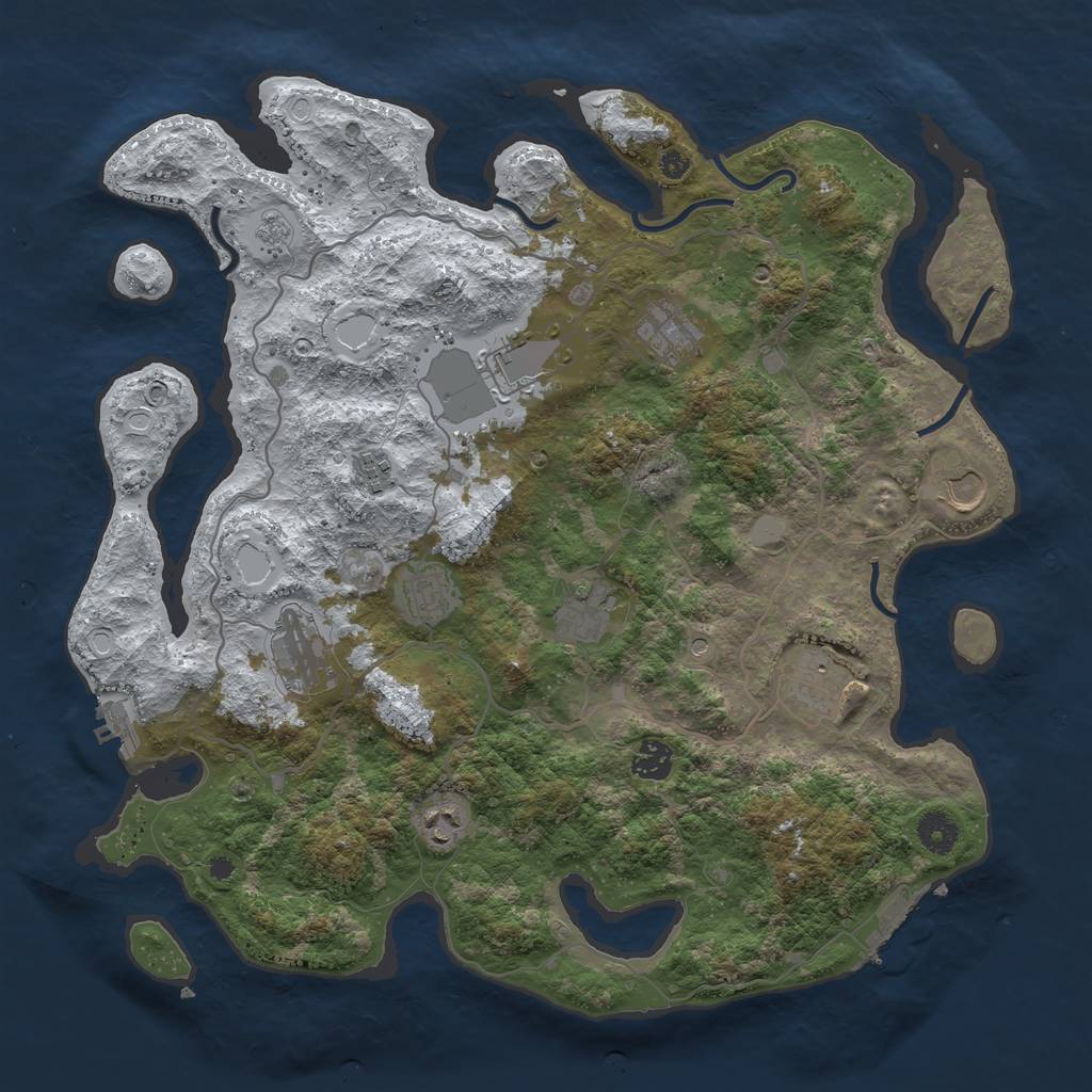 Rust Map: Procedural Map, Size: 4000, Seed: 425743, 19 Monuments