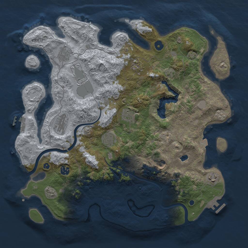 Rust Map: Procedural Map, Size: 4000, Seed: 425743, 16 Monuments