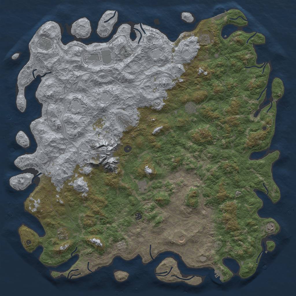 Rust Map: Procedural Map, Size: 6000, Seed: 425663, 18 Monuments