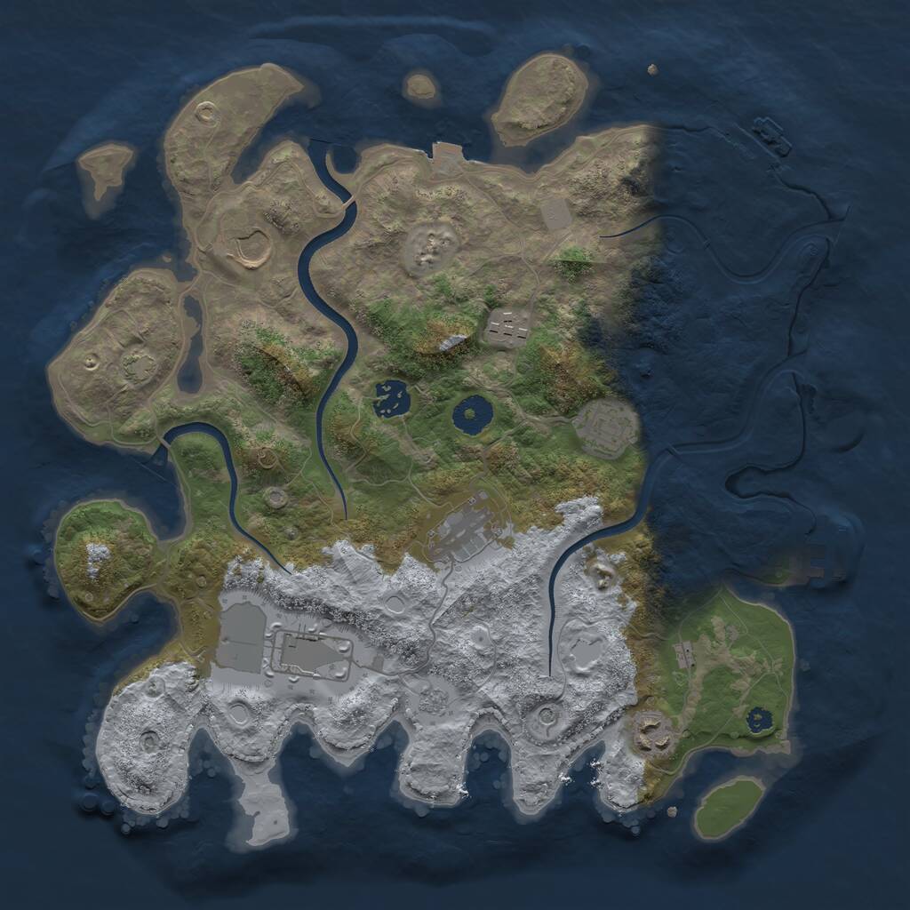 Rust Map: Procedural Map, Size: 3550, Seed: 762306, 13 Monuments