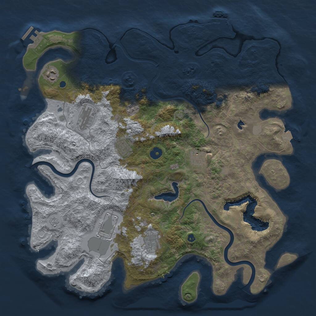 Rust Map: Procedural Map, Size: 4000, Seed: 852394, 13 Monuments