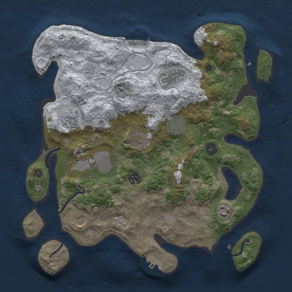 Rust Map: Procedural Map, Size: 3550, Seed: 695238, 18 Monuments