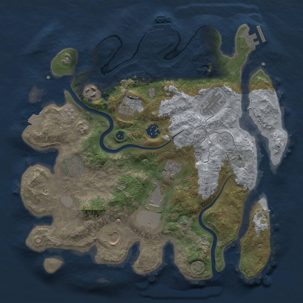 Rust Map: Procedural Map, Size: 3500, Seed: 1490832605, 15 Monuments