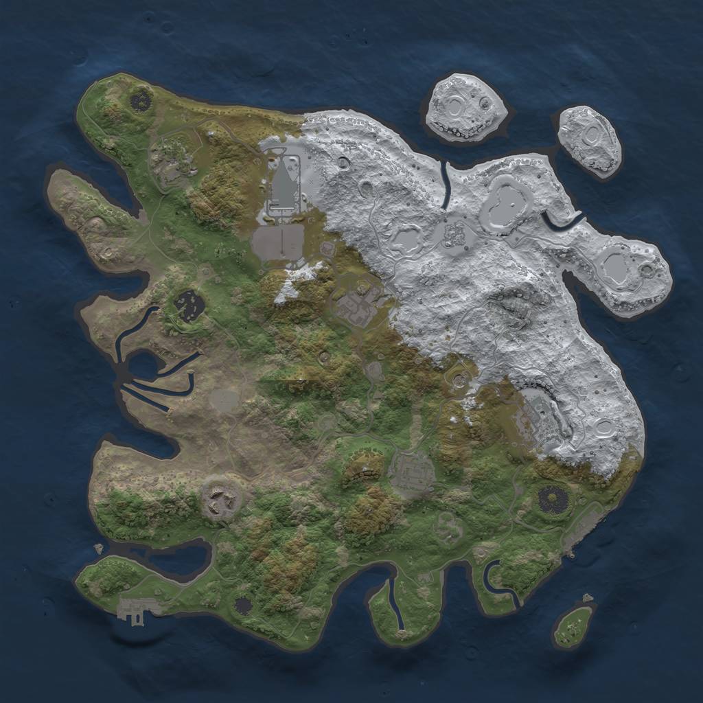 Rust Map: Procedural Map, Size: 3500, Seed: 1643448889, 16 Monuments