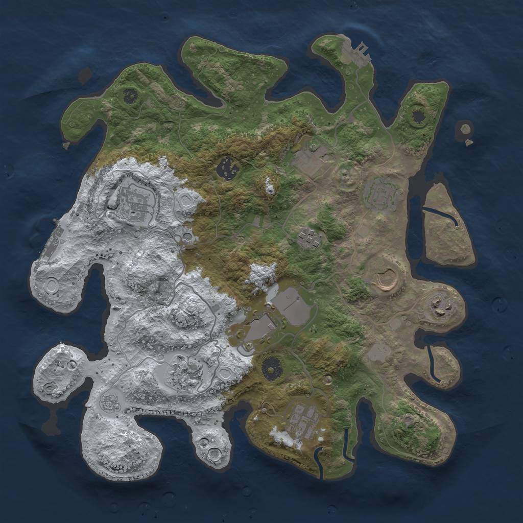 Rust Map: Procedural Map, Size: 3550, Seed: 187727, 19 Monuments
