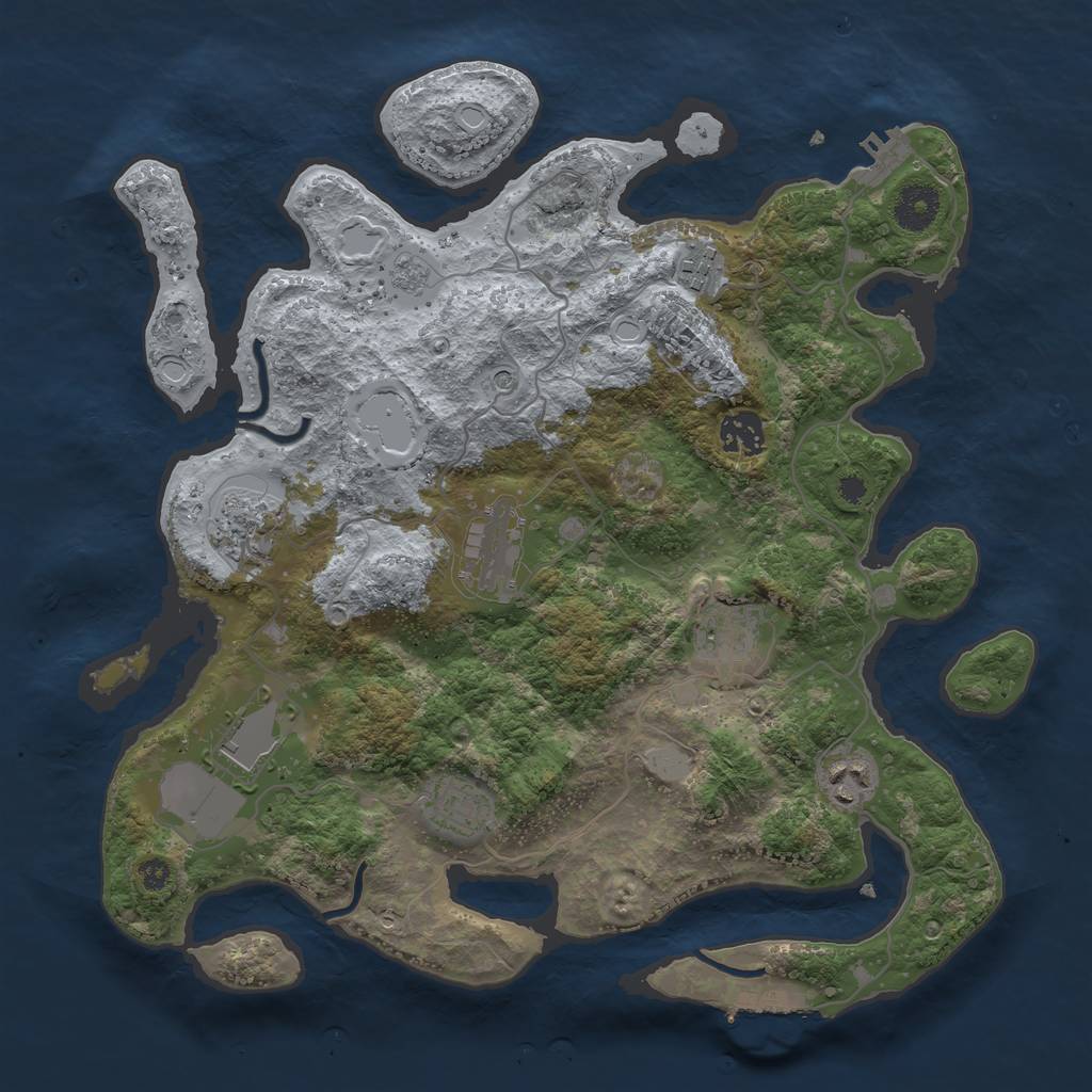 Rust Map: Procedural Map, Size: 3550, Seed: 5598, 17 Monuments