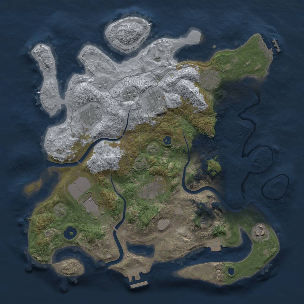 Rust Map: Procedural Map, Size: 3550, Seed: 5598, 13 Monuments