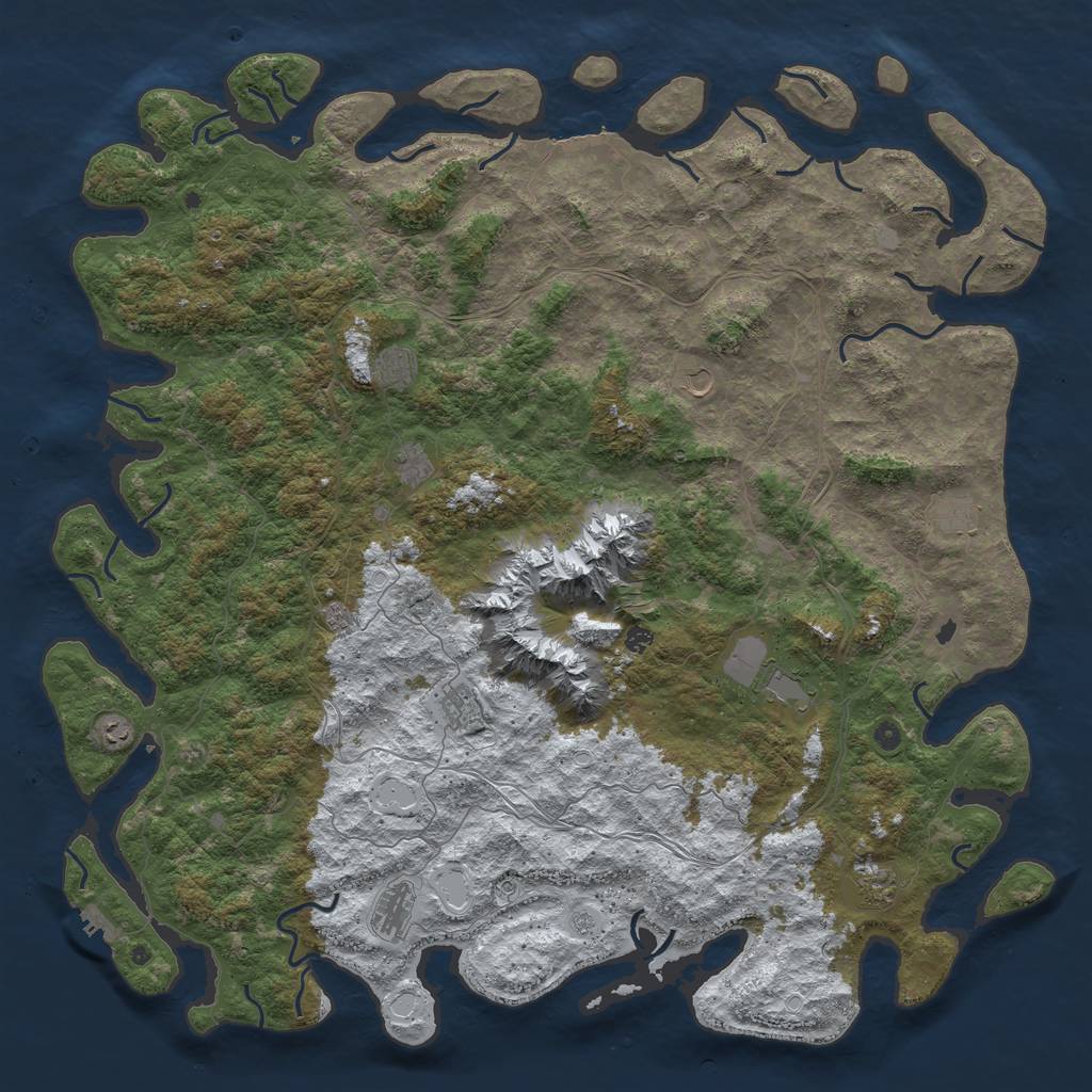 Rust Map: Procedural Map, Size: 6000, Seed: 6648463, 20 Monuments