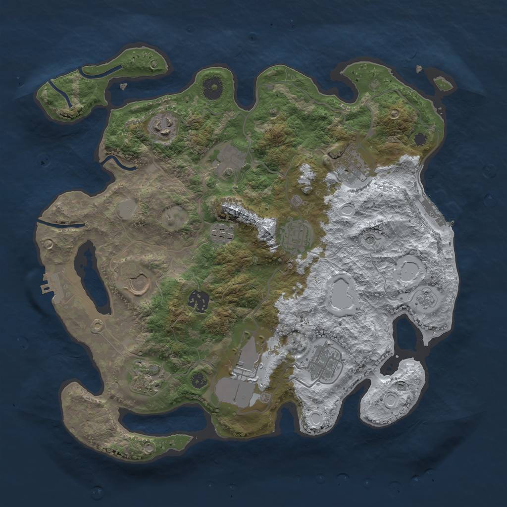 Rust Map: Procedural Map, Size: 3500, Seed: 525105651, 19 Monuments
