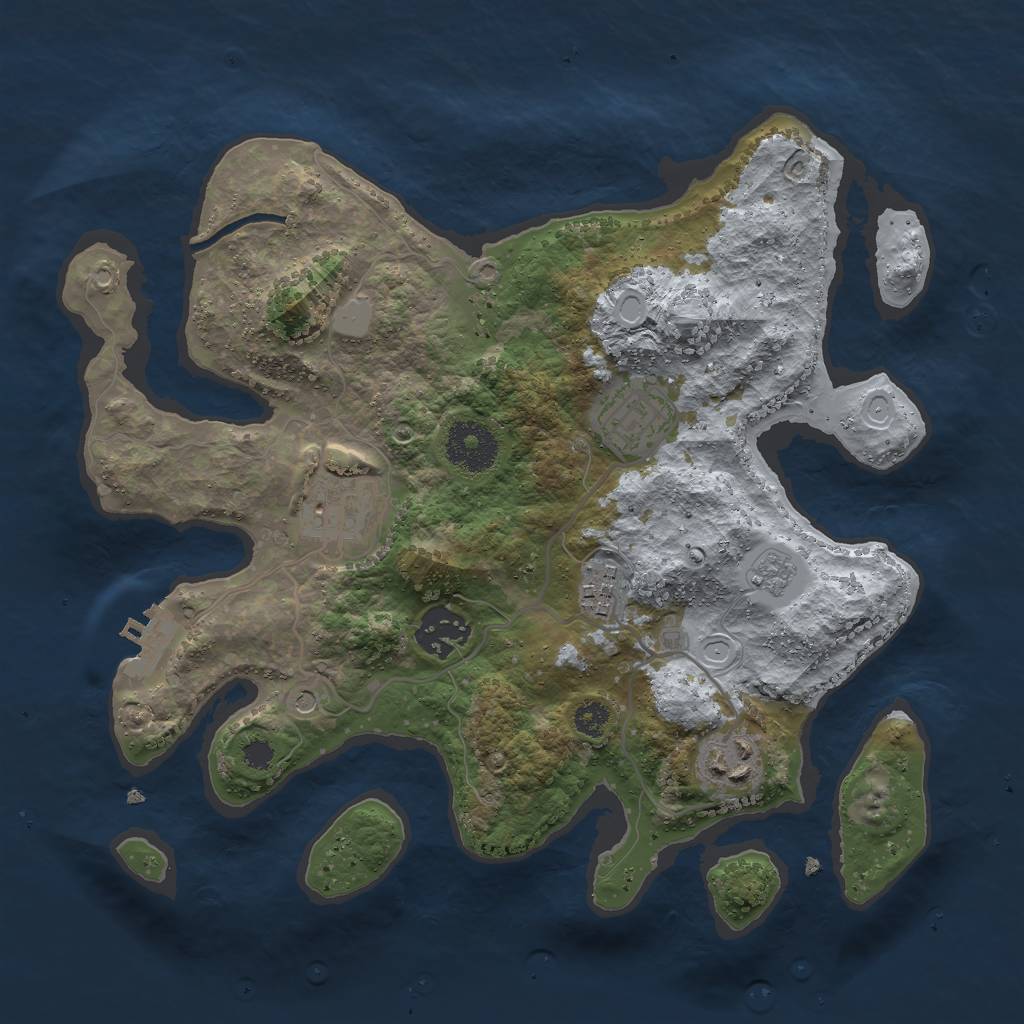 Rust Map: Procedural Map, Size: 3000, Seed: 9136472, 13 Monuments
