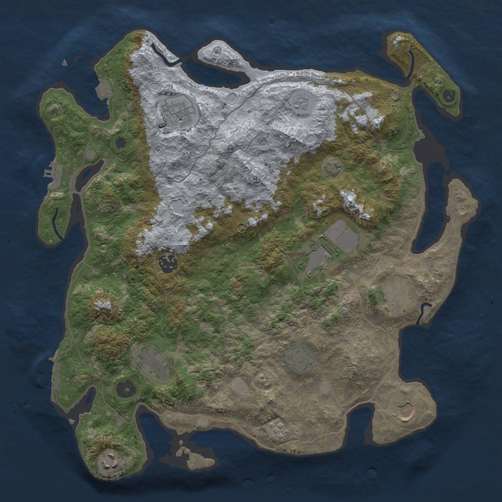 Rust Map: Procedural Map, Size: 4000, Seed: 1183997043, 17 Monuments