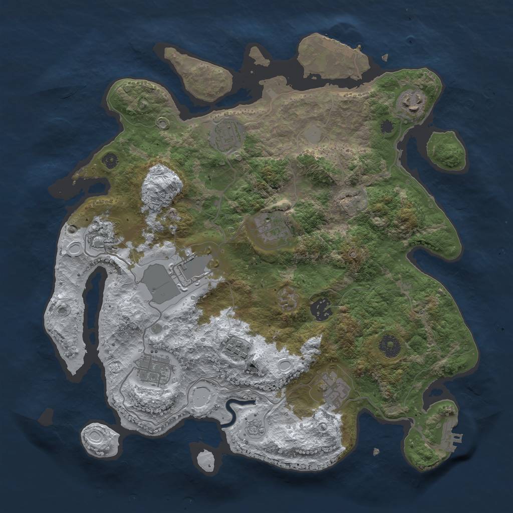 Rust Map: Procedural Map, Size: 3500, Seed: 259656612, 17 Monuments
