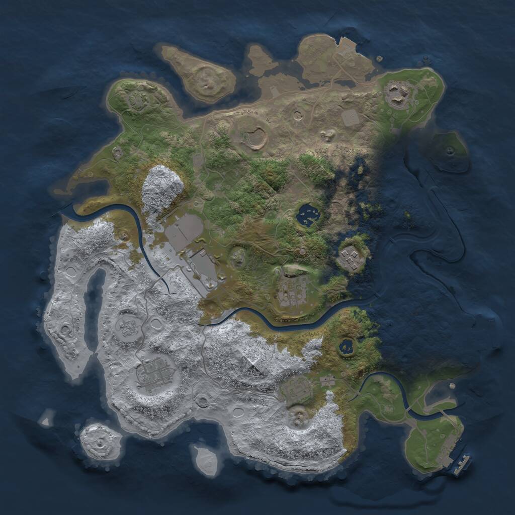 Rust Map: Procedural Map, Size: 3500, Seed: 259656612, 14 Monuments