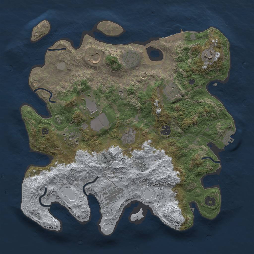 Rust Map: Procedural Map, Size: 3600, Seed: 155713901, 19 Monuments