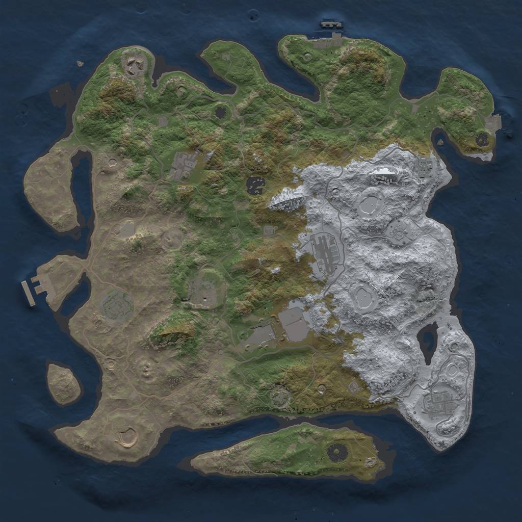 Rust Map: Procedural Map, Size: 4000, Seed: 766588, 18 Monuments