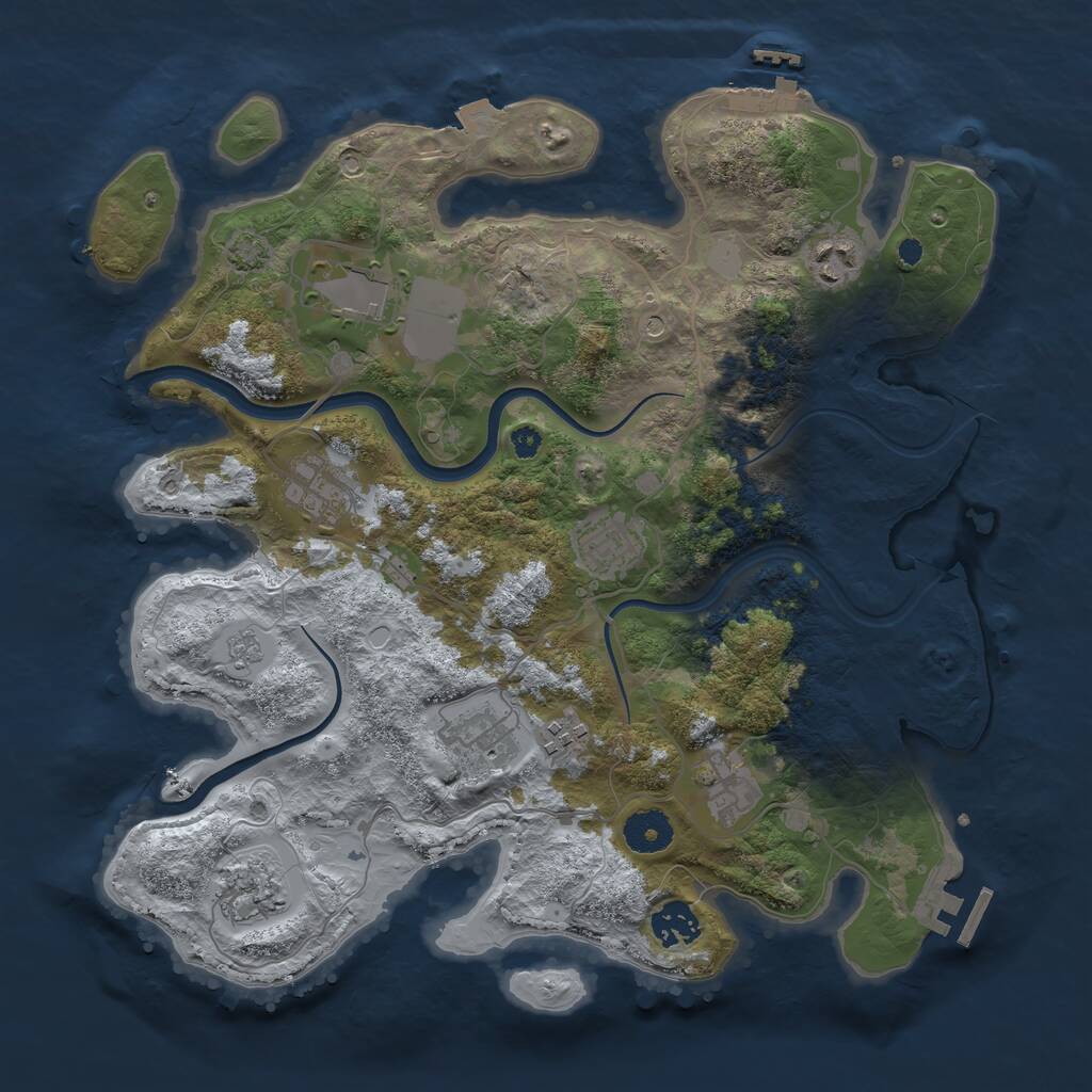 Rust Map: Procedural Map, Size: 3550, Seed: 547433, 15 Monuments