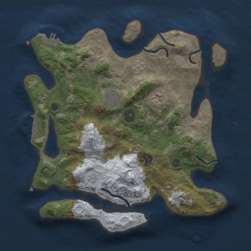 Rust Map: Procedural Map, Size: 3000, Seed: 25232, 13 Monuments