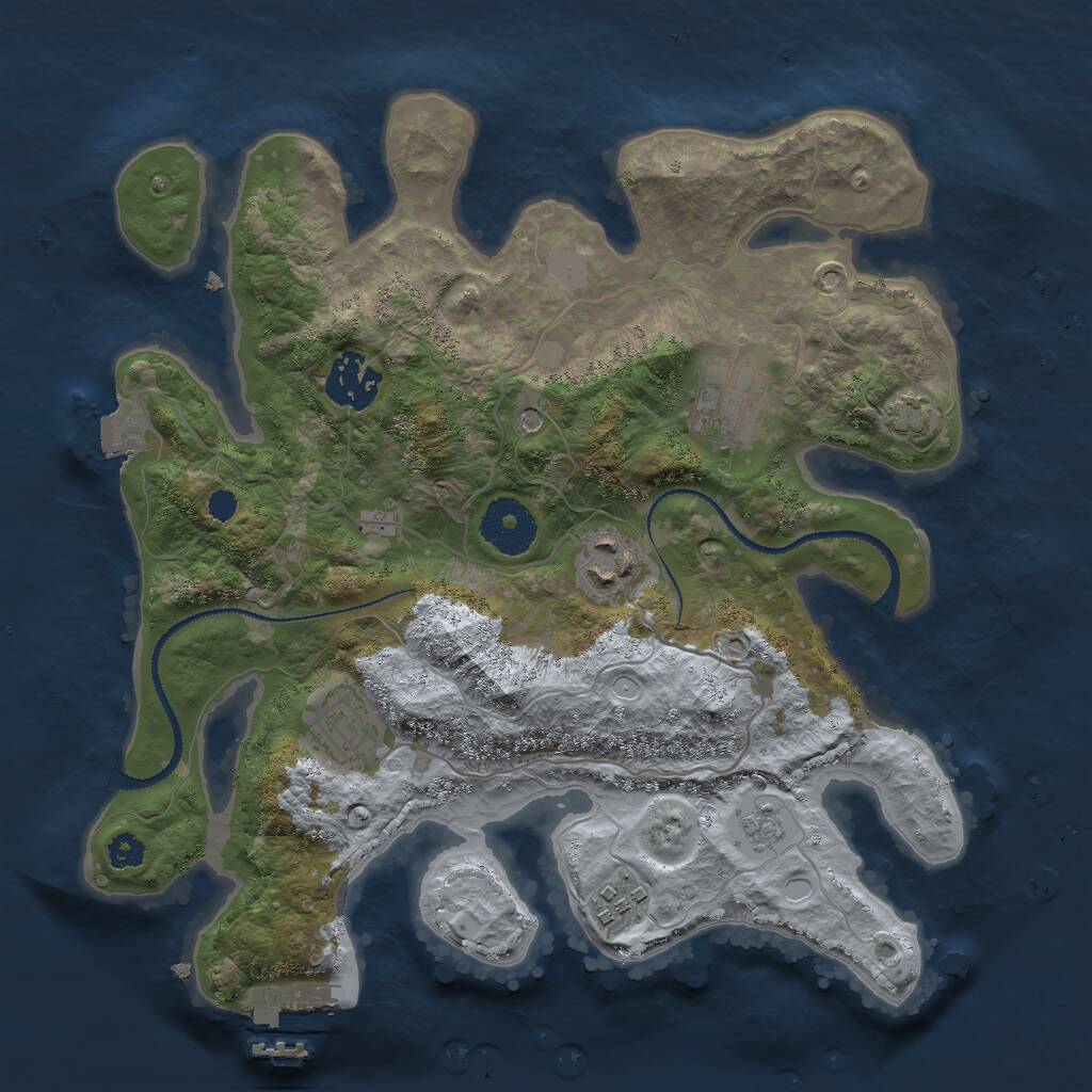 Rust Map: Procedural Map, Size: 3000, Seed: 56766, 10 Monuments