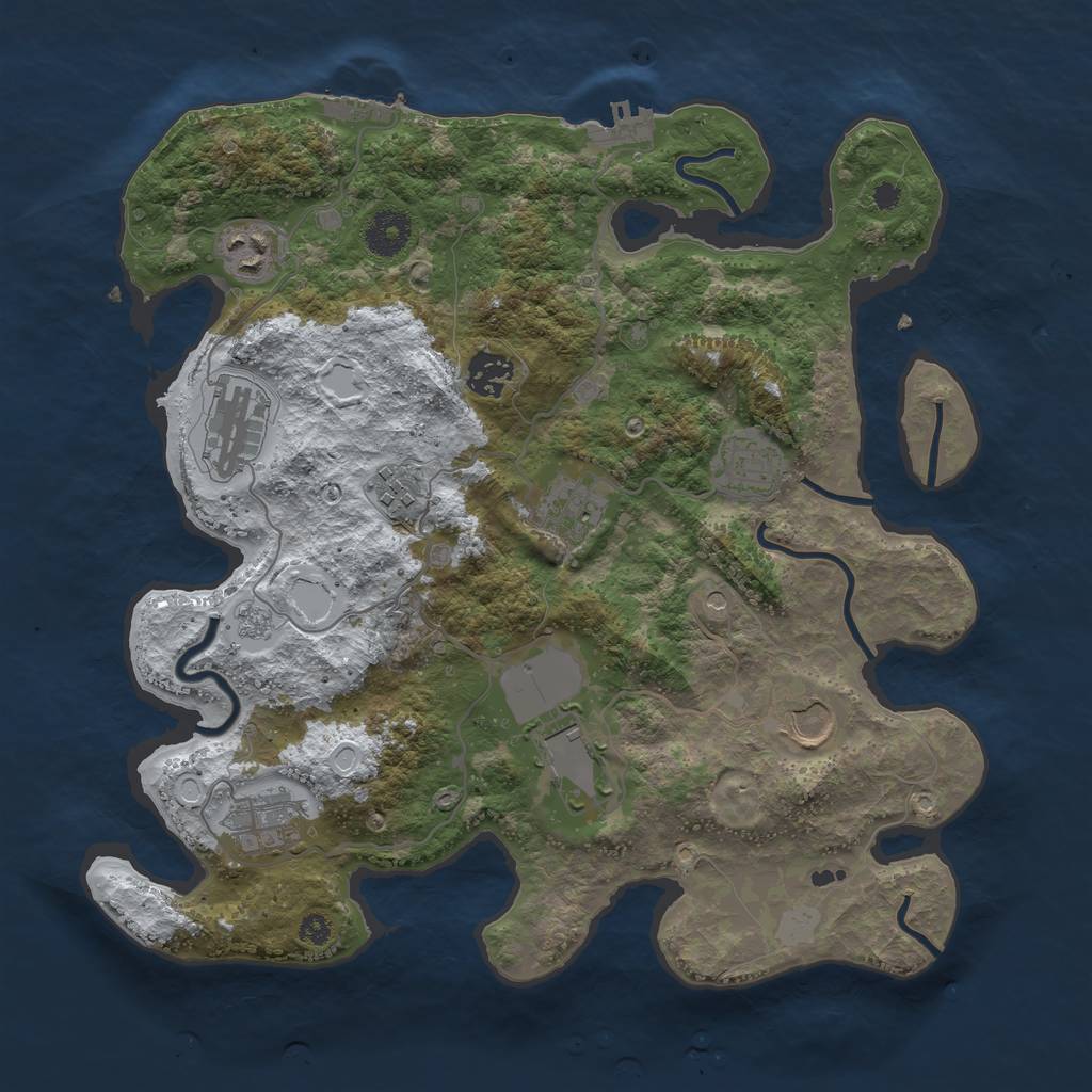 Rust Map: Procedural Map, Size: 3550, Seed: 721927, 18 Monuments