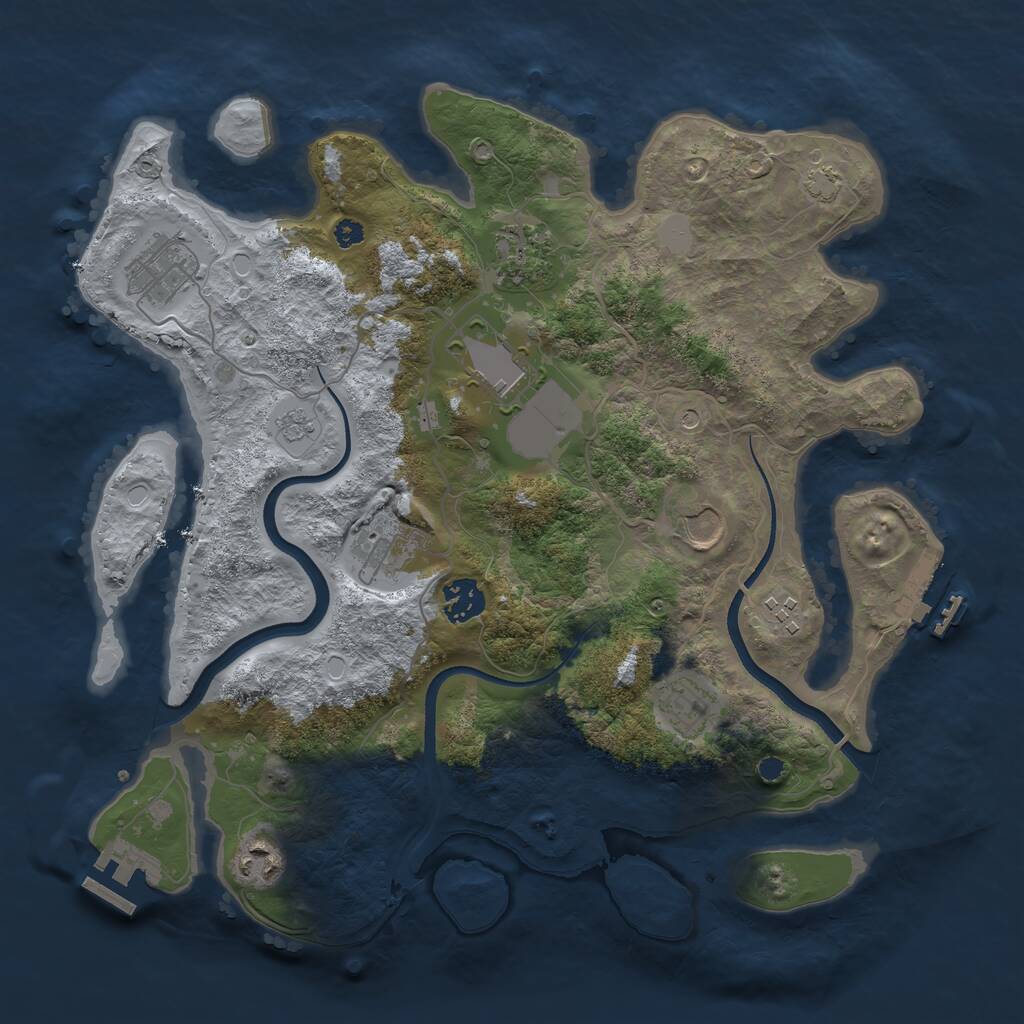 Rust Map: Procedural Map, Size: 3550, Seed: 552264, 15 Monuments
