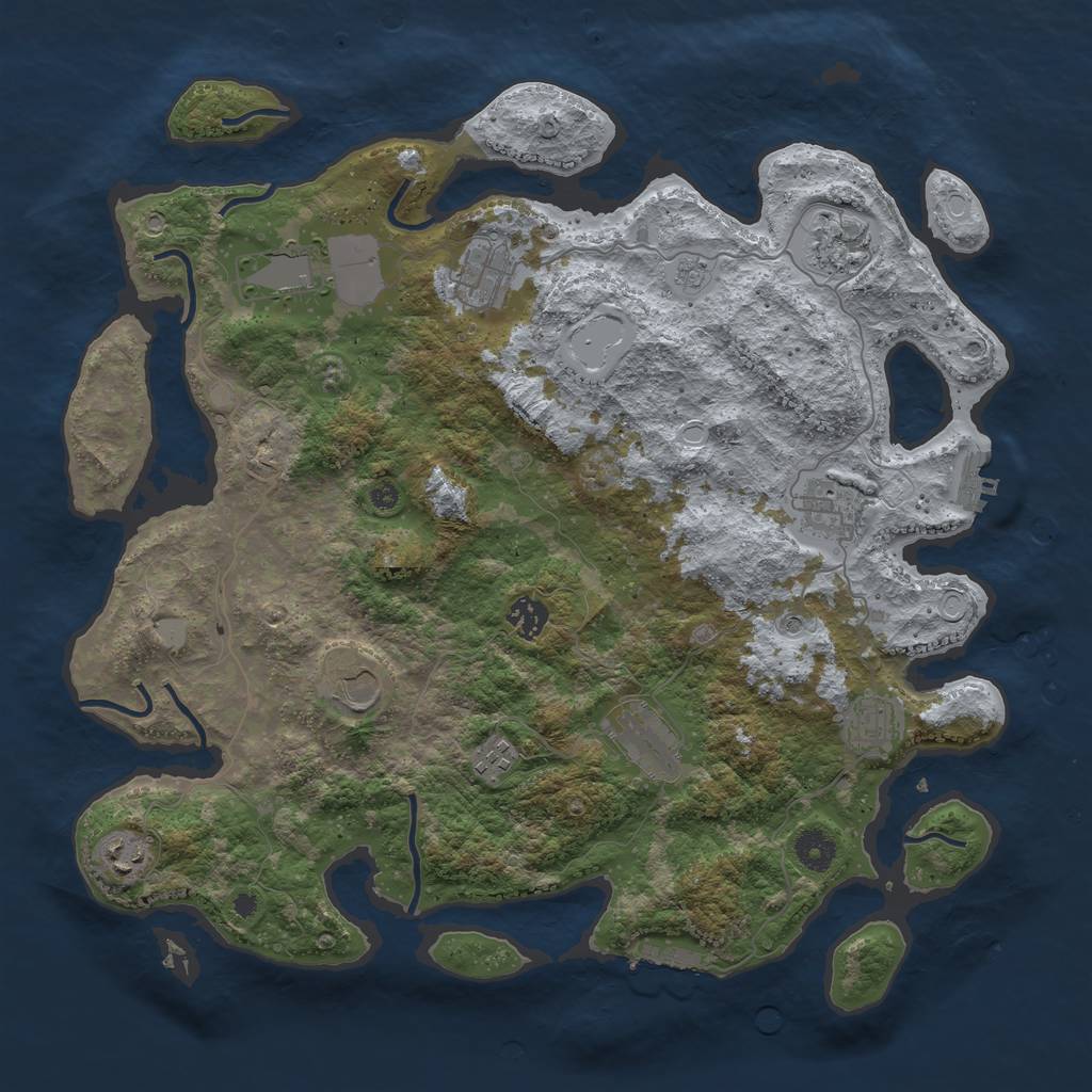 Rust Map: Procedural Map, Size: 3999, Seed: 1234567890, 19 Monuments