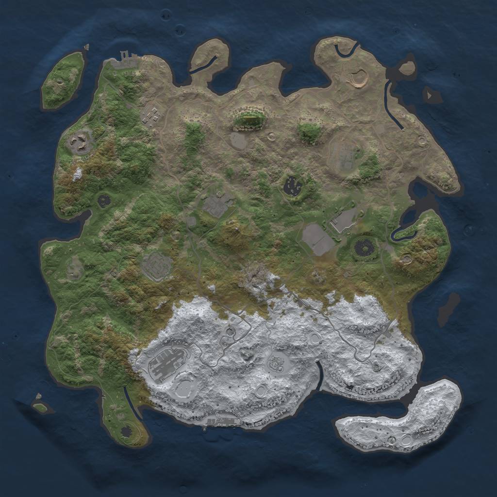 Rust Map: Procedural Map, Size: 4000, Seed: 719769, 18 Monuments