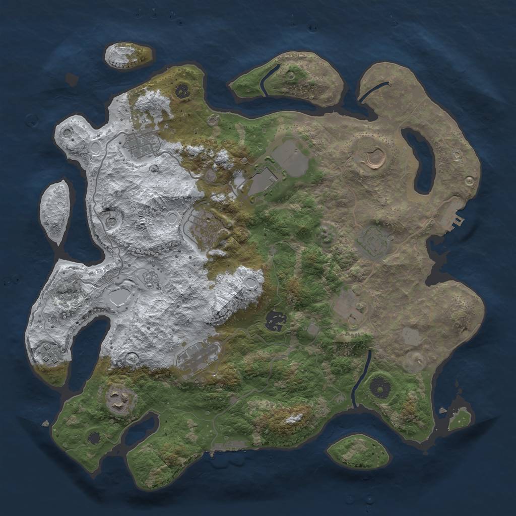 Rust Map: Procedural Map, Size: 3700, Seed: 424606539, 19 Monuments