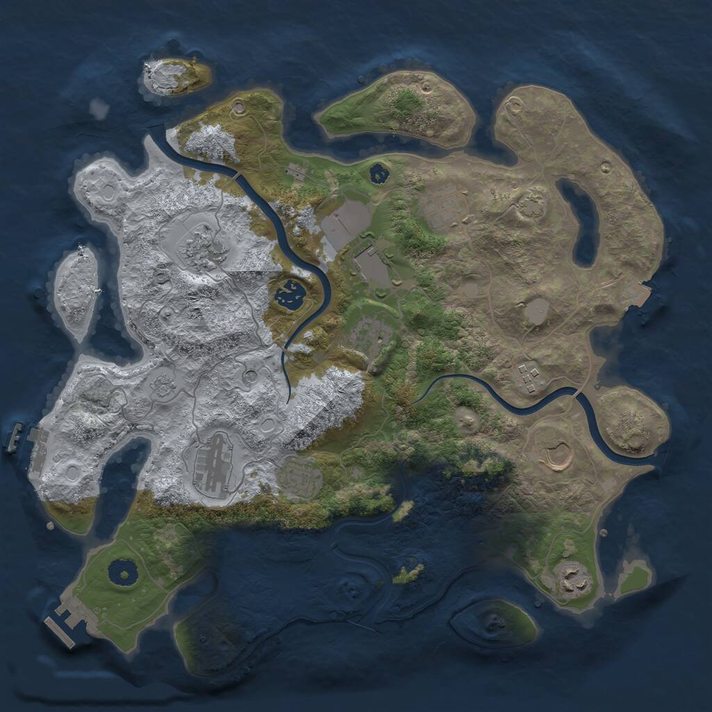 Rust Map: Procedural Map, Size: 3700, Seed: 424606539, 16 Monuments