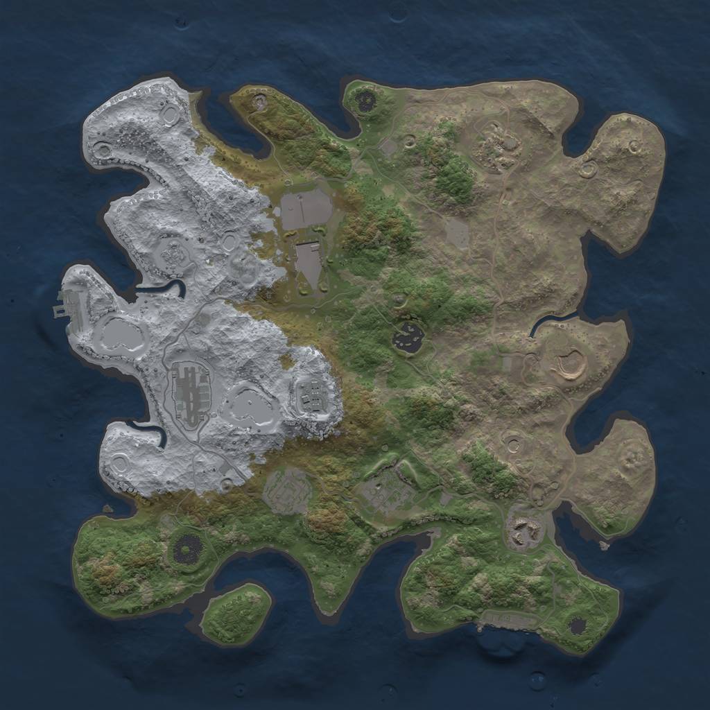 Rust Map: Procedural Map, Size: 3550, Seed: 721854, 18 Monuments