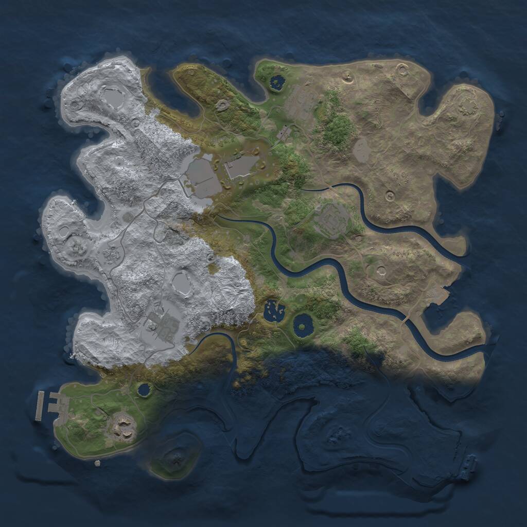 Rust Map: Procedural Map, Size: 3550, Seed: 721854, 12 Monuments