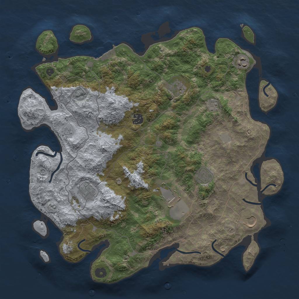 Rust Map: Procedural Map, Size: 4000, Seed: 57657545, 16 Monuments