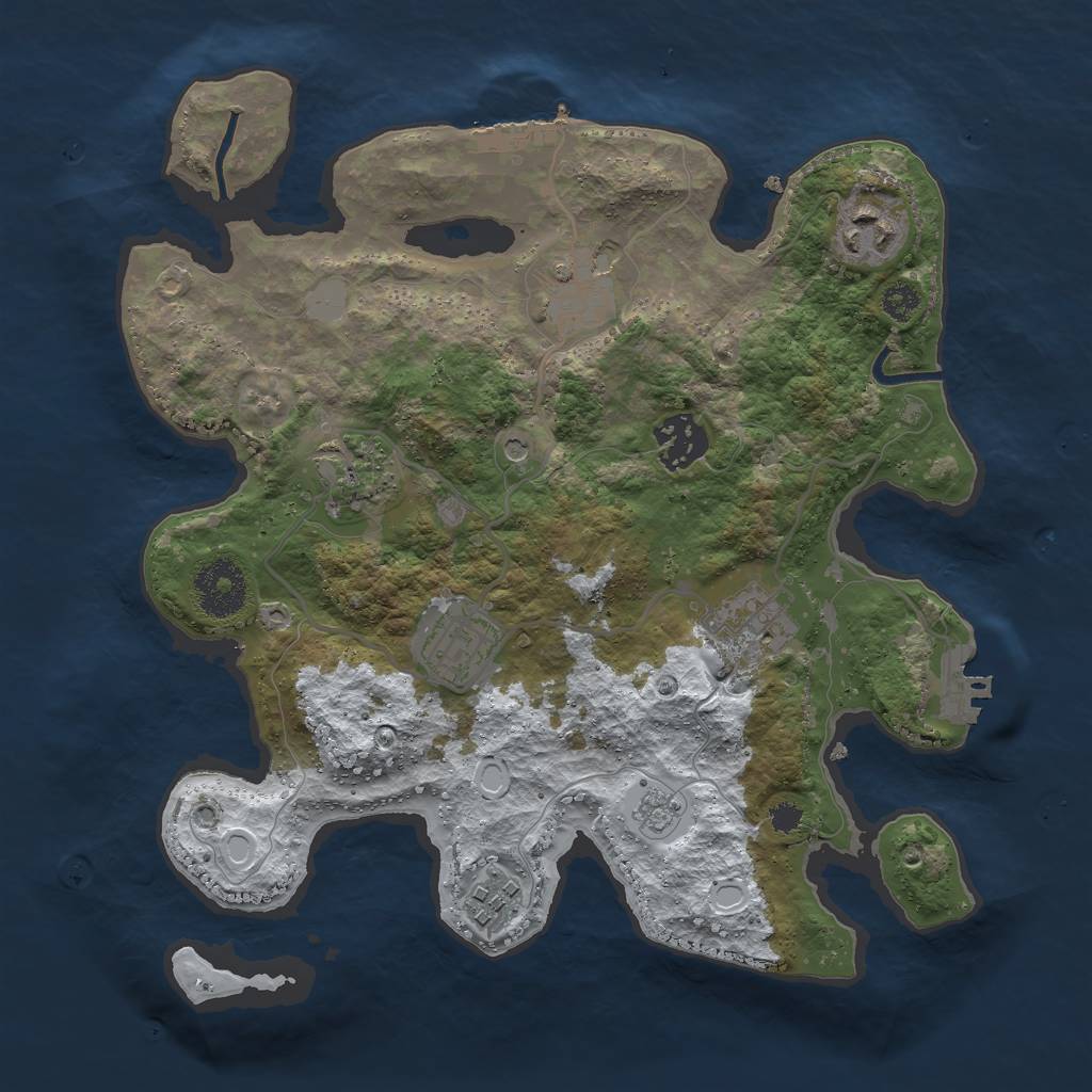 Rust Map: Procedural Map, Size: 3000, Seed: 2931657, 16 Monuments