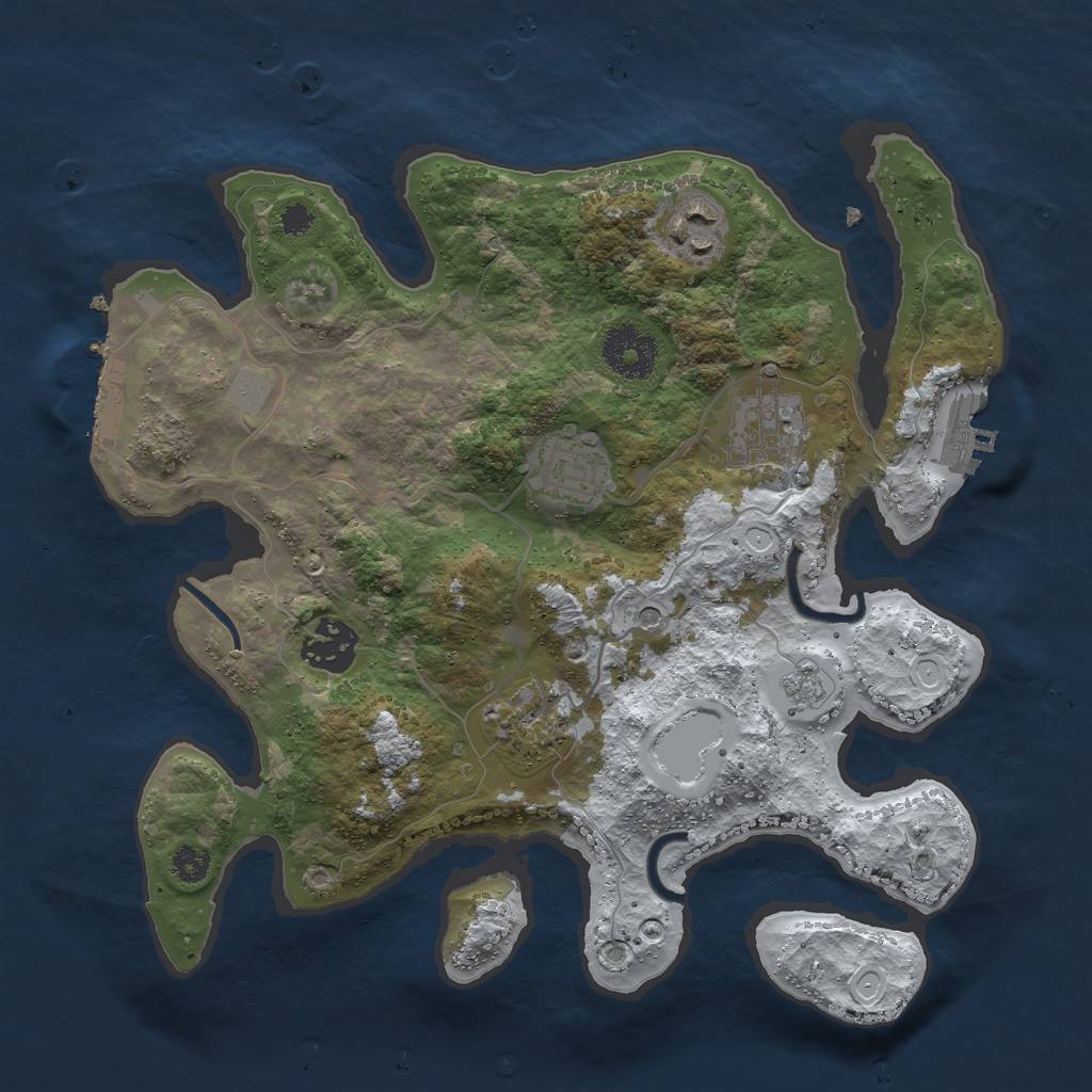 Rust Map: Procedural Map, Size: 3000, Seed: 129235, 14 Monuments