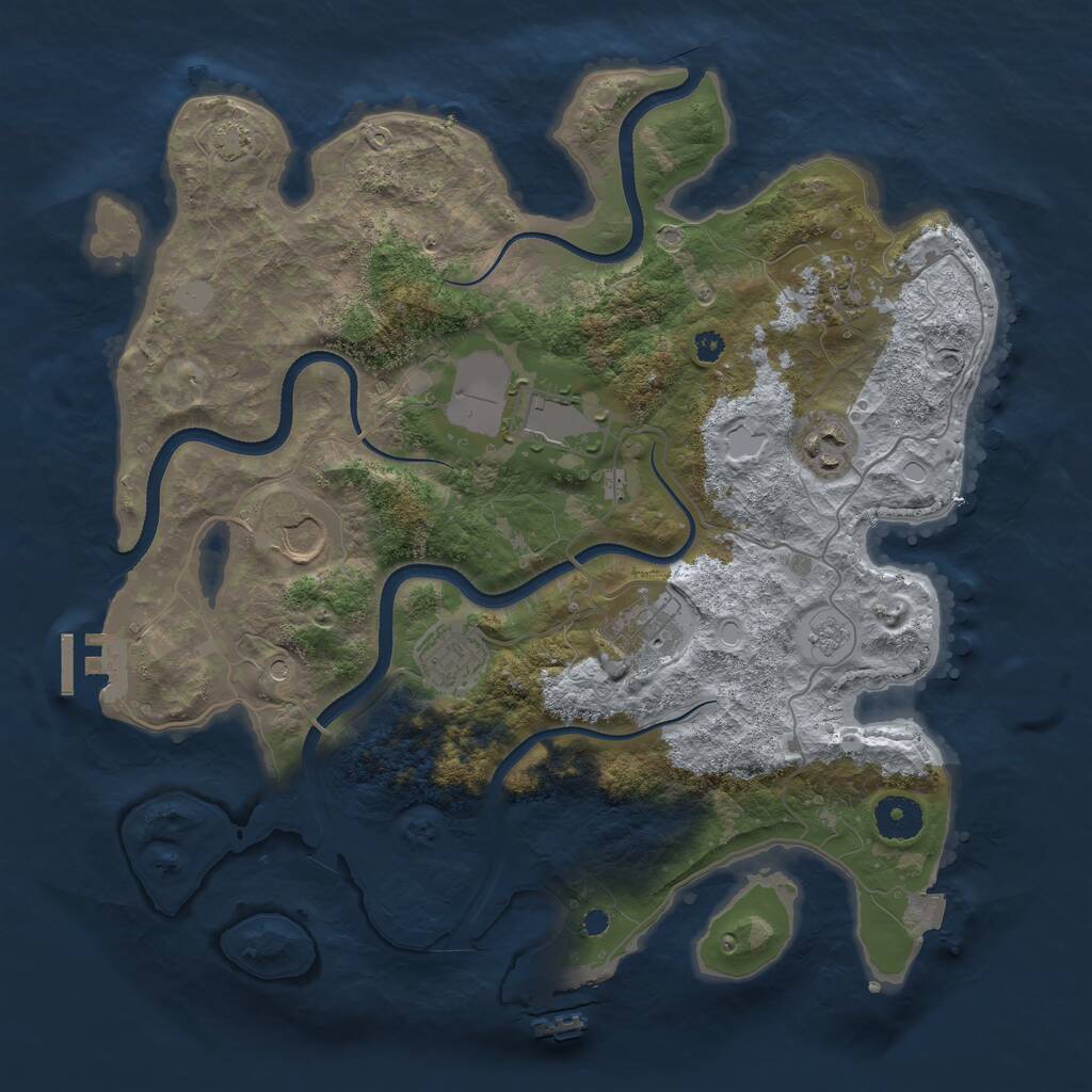 Rust Map: Procedural Map, Size: 3550, Seed: 339743, 12 Monuments
