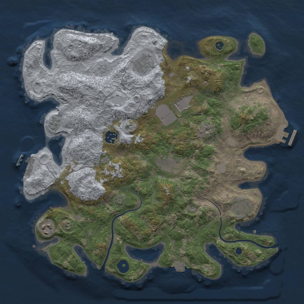 Rust Map: Procedural Map, Size: 3700, Seed: 554301947, 13 Monuments