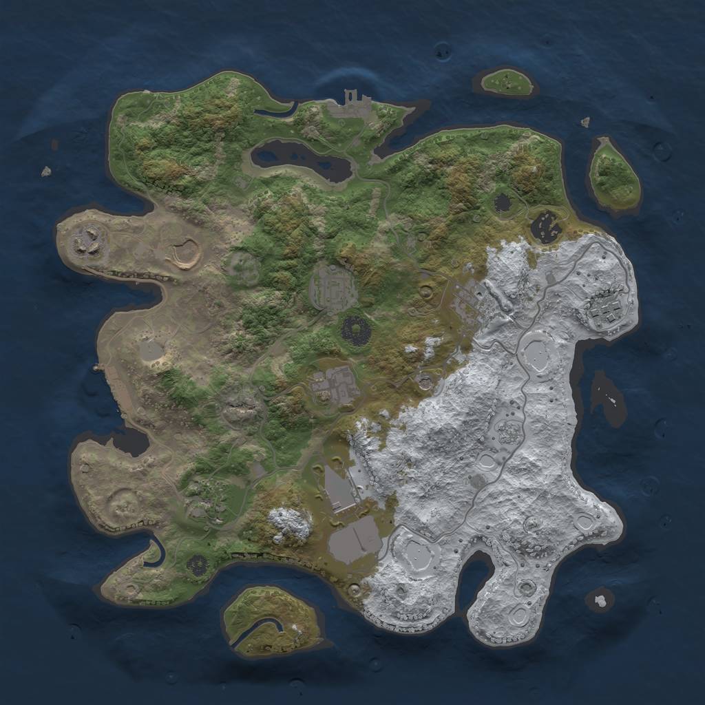 Rust Map: Procedural Map, Size: 3500, Seed: 1364982448, 18 Monuments