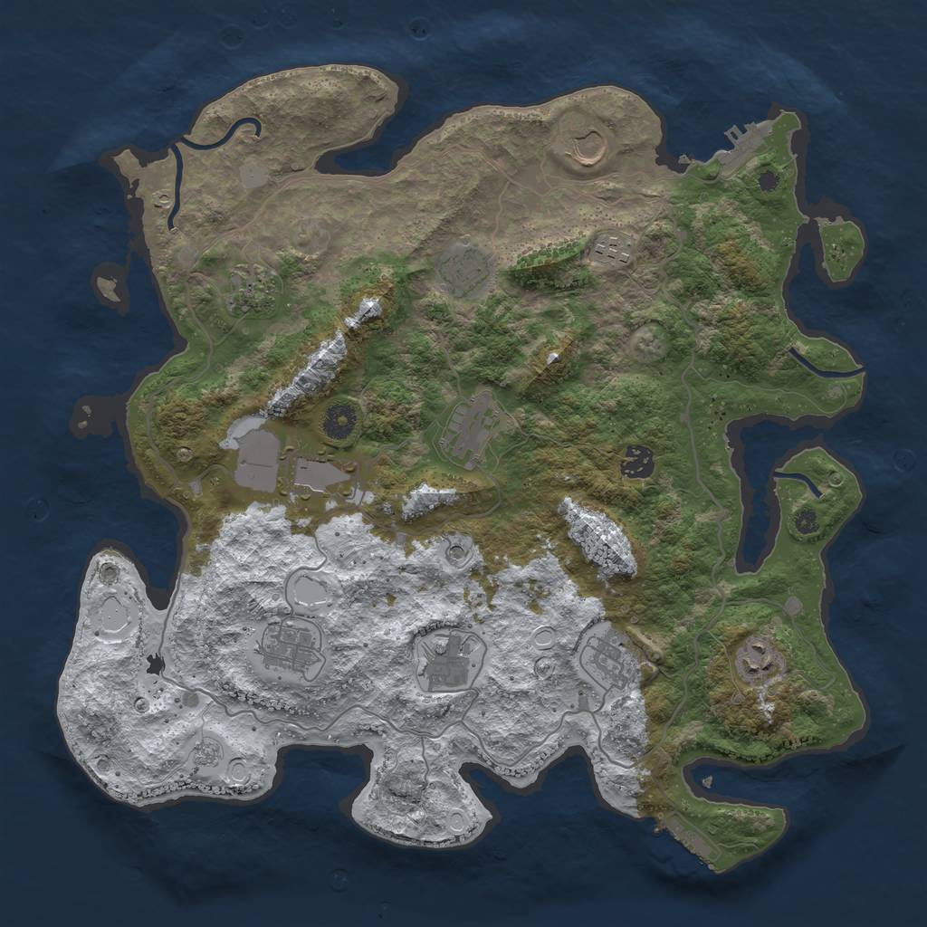 Rust Map: Procedural Map, Size: 4000, Seed: 572931, 20 Monuments