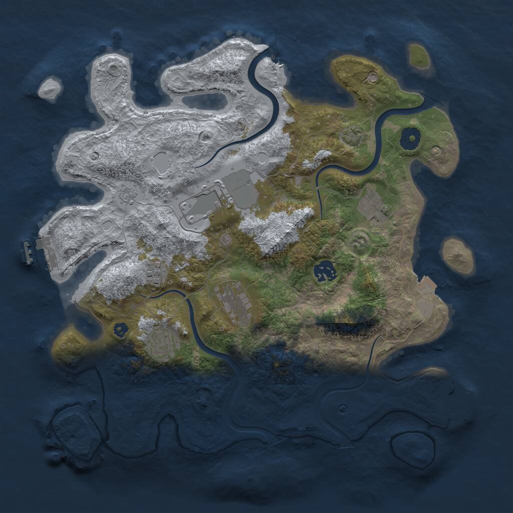 Rust Map: Procedural Map, Size: 3500, Seed: 175359945, 11 Monuments