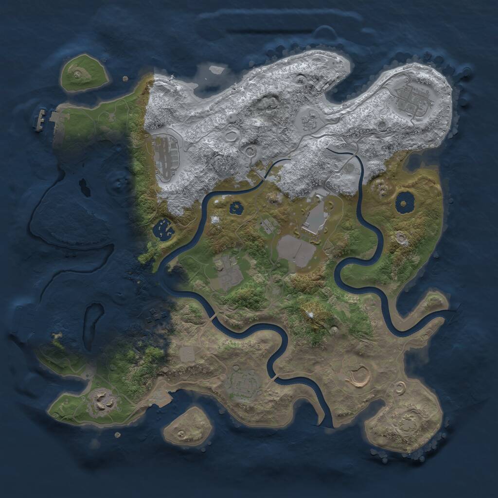 Rust Map: Procedural Map, Size: 3550, Seed: 555540, 15 Monuments