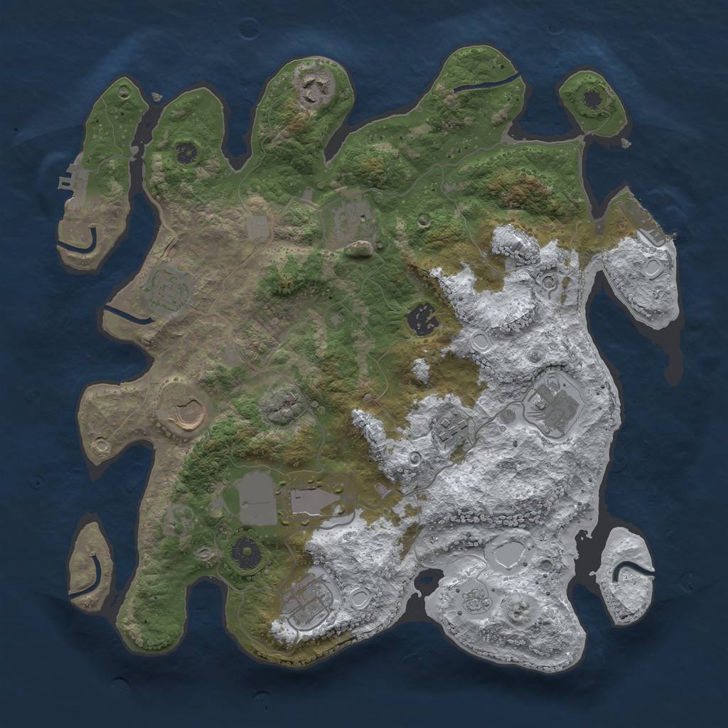 Rust Map: Procedural Map, Size: 3550, Seed: 238174, 18 Monuments
