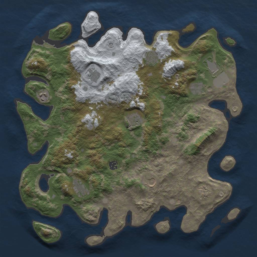 Rust Map: Barren, Size: 4200, Seed: 2586634, 14 Monuments