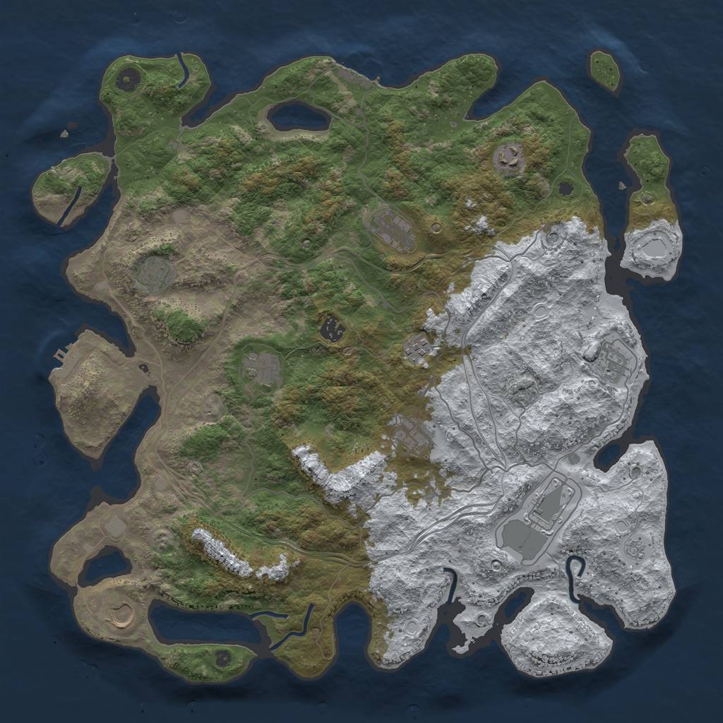Rust Map: Procedural Map, Size: 4500, Seed: 1640447169, 19 Monuments